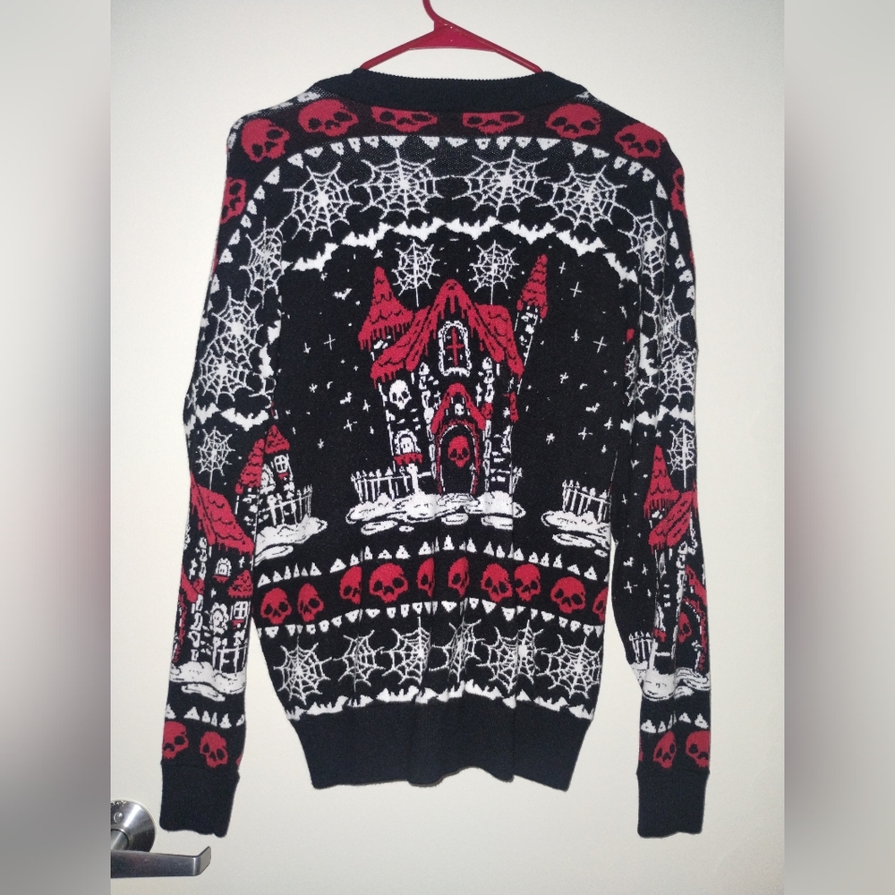 Hot Topic Black and Red Haunted House Sweater